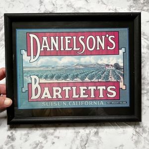 Vintage Danielson’s Bartletts Fruit Label Framed Print Art